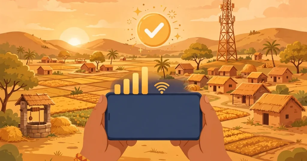 Smartphone with strong signal and checkmark — fixing Poshan Tracker OTP delivery