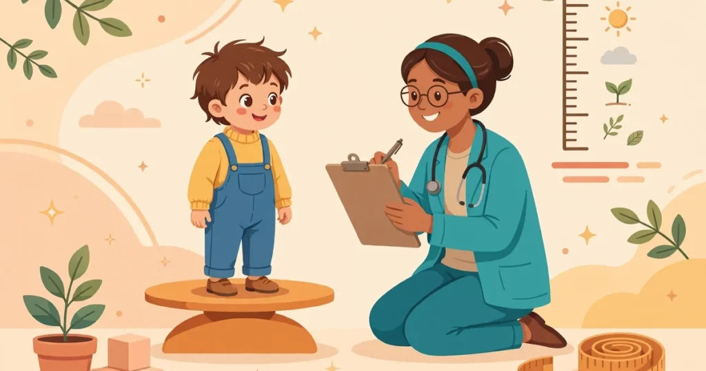 Health worker weighing a child during growth monitoring