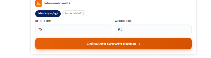 choosing the option of height and weight in poshan calulator