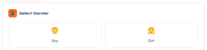 Gender Selection in Poshan calculator
