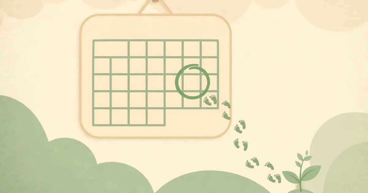 Calendar with baby footprints symbolizing corrected age for preemies