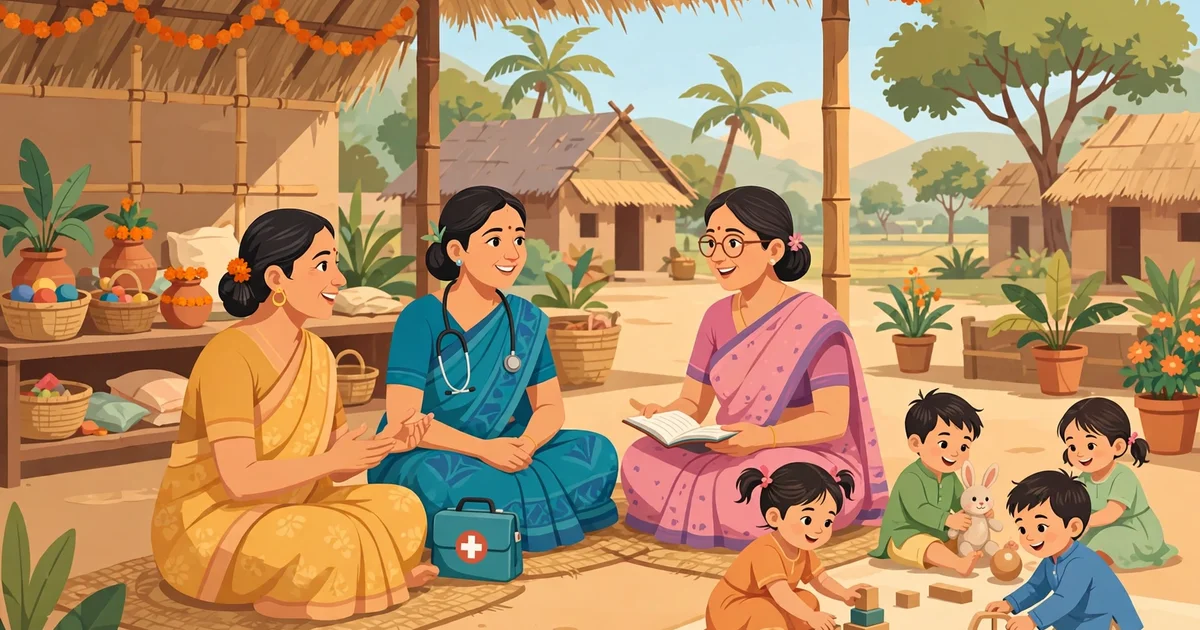 Women's group meeting of Anganwadi Management Committees at a centre