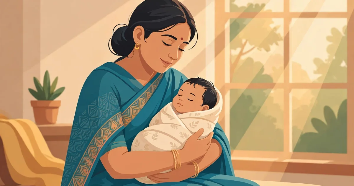 Mother holding her newborn baby after delivery